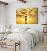 Paul Sinus Wandbild 120x80cm Buddha an Sonnenlicht Sonne Himmel Harmonie Buddhismus