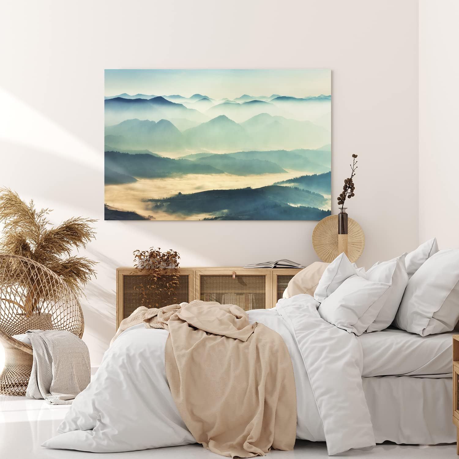 Paul Sinus Wandbild 120x80cm Berglandschaft Nebel Berge Wolken Berghügel