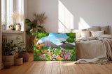 Sinus Art Wandbild 120x80cm Detailreich illustrierte Tiergruppe mit Panda, Tiger, Giraffe, Affe, Elefant u. v. m.