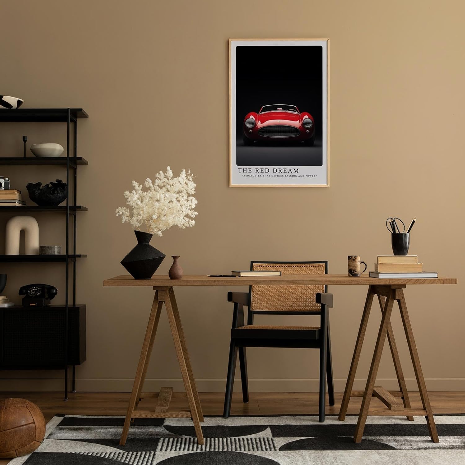 Paul Sinus Leinwandbild 80x120cm The Red Dream Klassischer Roadster Leidenschaft und Kraft Zeitlose Automobilkunst Dynamische Eleganz