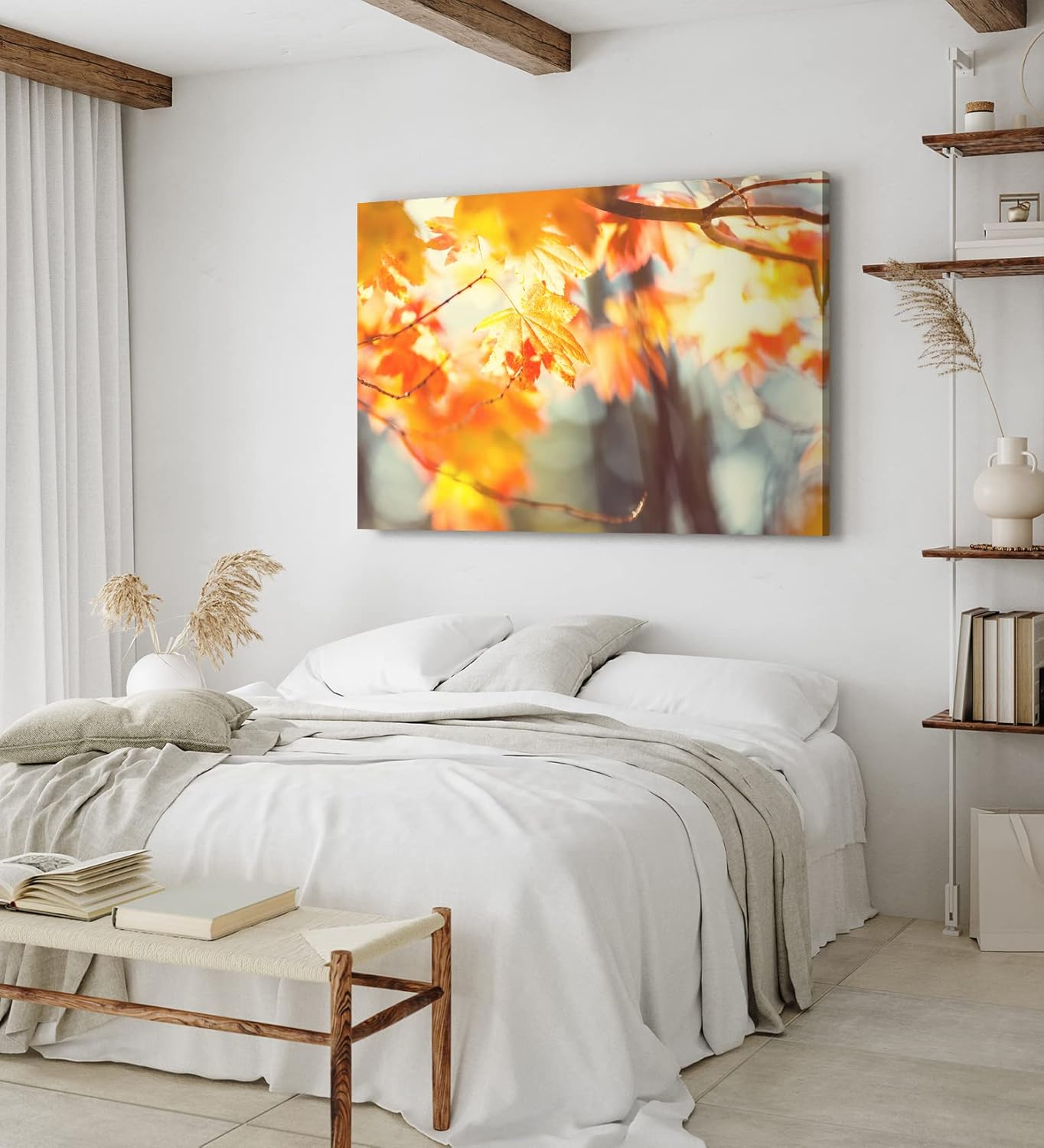 Paul Sinus Wandbild 120x80cm Herbst Herbstblatt Baum Zweige Äste Sonnenschein