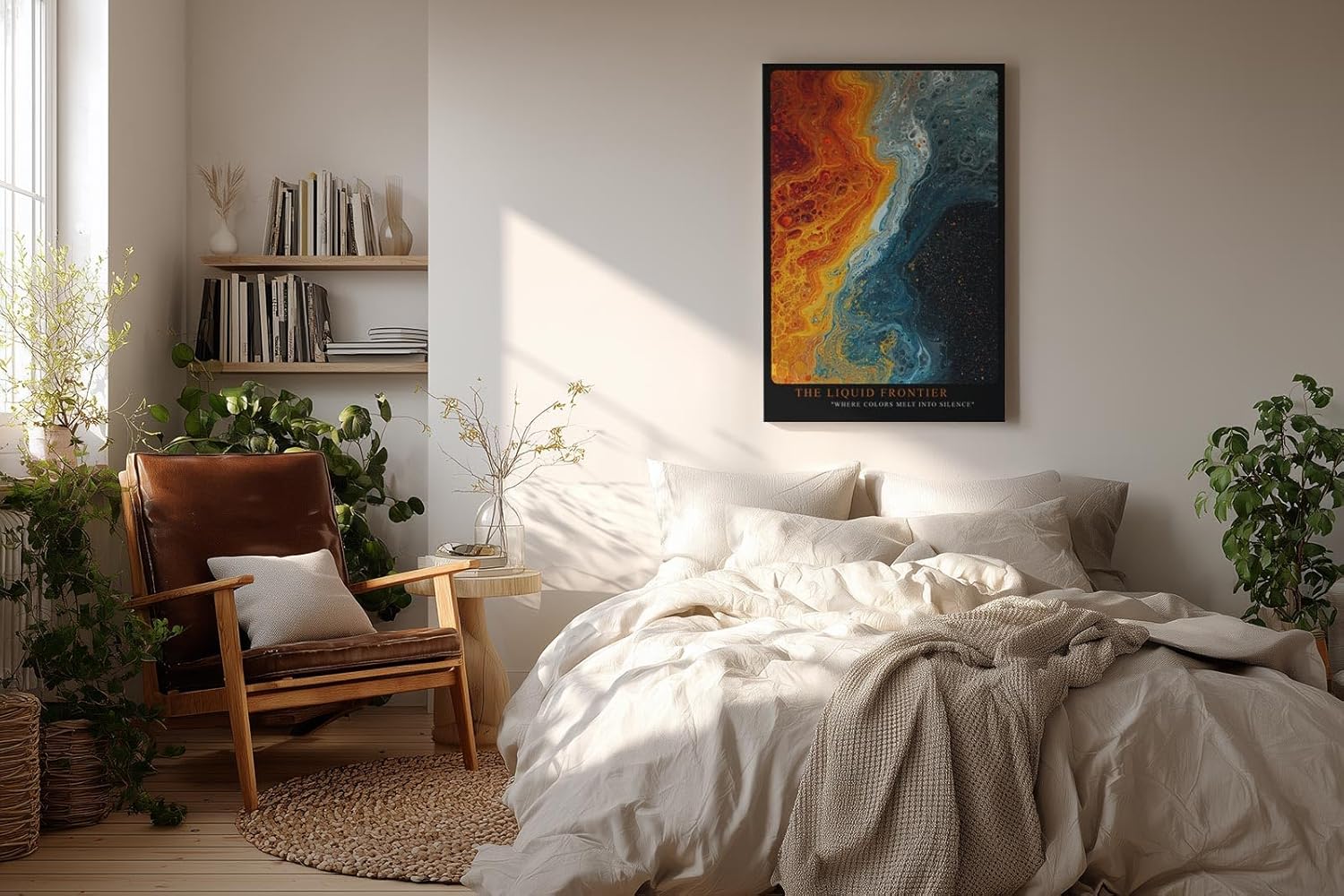 Paul Sinus Wandbild in 40x60cm The Liquid Frontier in kräftigen Blau-, Grauund Orangetönen mit fließendem Farbverlauf für stilvolle Raumakzente