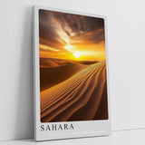 Paul Sinus Leinwandbild 60x90cm Leinwandbild Sahara Wüste Sonnenuntergang Dünen Landschaft Natur goldene Farben endlose Weite Fernweh Magie Atmosphäre