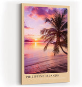 Paul Sinus Kunstdruck 40x60cm Philippinen mit Palme am Meer – tropischer Sonnenuntergang auf einsamem Strand