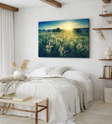 Paul Sinus Wandbild 120x80cm Sonnenuntergang Wildblumen Wiese Natur Landschaft