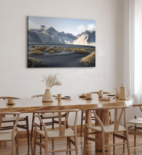 Paul Sinus Wandbild 120x80cm Klifatindur Island Berg schwarzer Strand isländische Landschaft