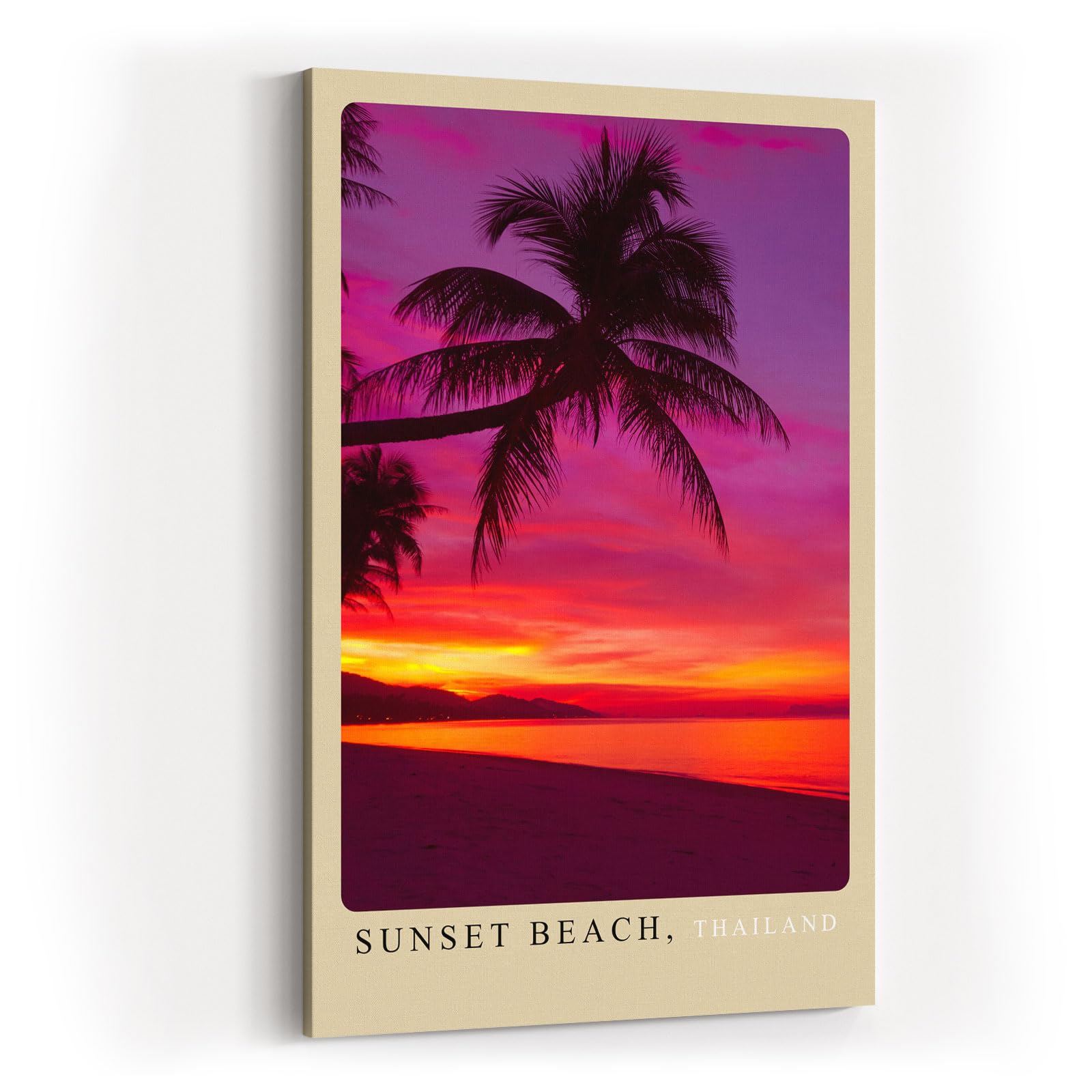 Paul Sinus Kunstdruck 40x60cm Sunset Beach Thailand – Tropischer Strand mit Palmen bei Sonnenuntergang in leuchtenden Farben