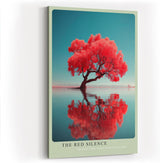 Paul Sinus Wandbild in 40x60cm The Red Silence – leuchtend roter Baum im Wasser mit Spiegelung, moderne Naturfotokunst