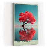 Paul Sinus Wandbild in 40x60cm The Red Silence – leuchtend roter Baum im Wasser mit Spiegelung, moderne Naturfotokunst