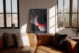 Paul Sinus Wandbild in 40x60cm The Red Impact – Dynamisches abstraktes Kunstwerk mit rotem Akzent und kreisförmiger Komposition