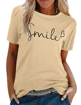 Tuopuda T-Shirt Damen Sommer Oberteile Rundhals Kurzärmeliges Print Bluse Basic Shirt Bequem Baumwolle Tunika Tee Tops Schlank Hemd für Frühling Sommer Herbst