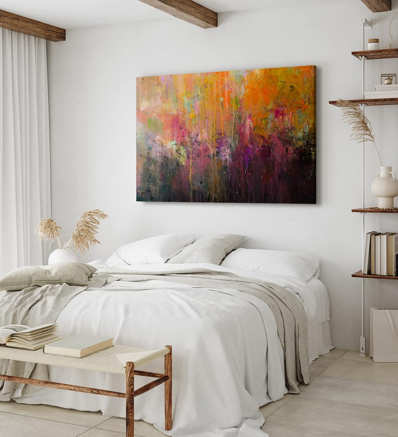 Paul Sinus Wandbild 120x80cm Farben auf Leinwand Abstrakte Struktur Textur Modern