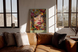 Paul Sinus Wandbild in 40x60cm The Floral Mosaic mit kunstvollem Frauenportrait aus farbigen Blütenfragmenten für moderne Wandgestaltung