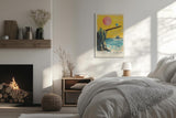 Paul Sinus Leinwandbild 60x90cm Leinwandbild Balance der Welten – Surreale Landschaft mit schwebenden Planeten und schwebender Plattform
