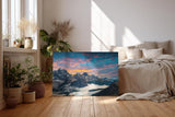Sinus Art Wandbild 120x80cm Imposantes Alpenmotiv mit schroffen Gipfeln und Wolkenmeer für starke Raumwirkung
