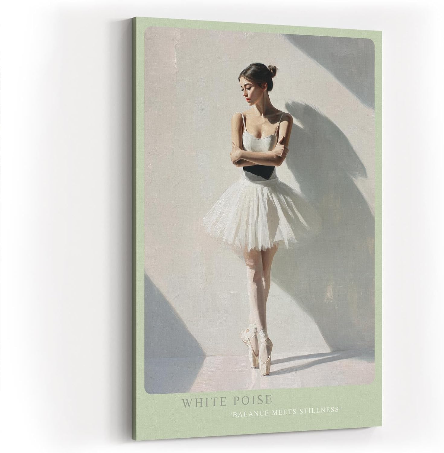 Paul Sinus Wandbild in 40x60cm White Poise Balance Meets Stillness in moderner Ballett-Ästhetik für stilvolle Raumgestaltung