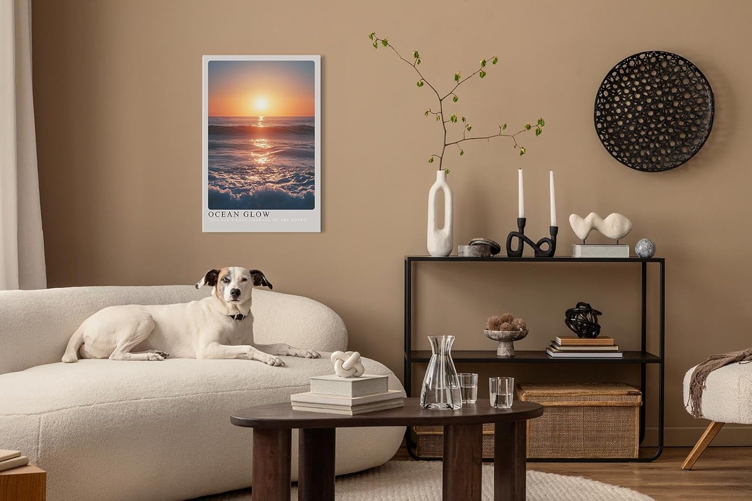 Paul Sinus Leinwandbild 40x60cm Ozeanglanz im Abendlicht – Faszinierende Meereswellen mit goldenem Sonnenuntergang und sanfter Reflexion