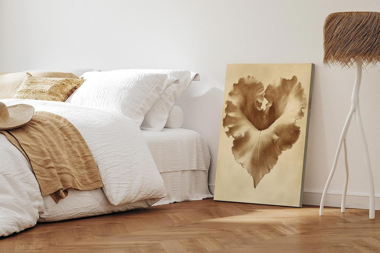 Paul Sinus 60x90cm Wandbild Herzblatt in Sepia – Ausdrucksstarke Naturform mit floraler Anmut Blume