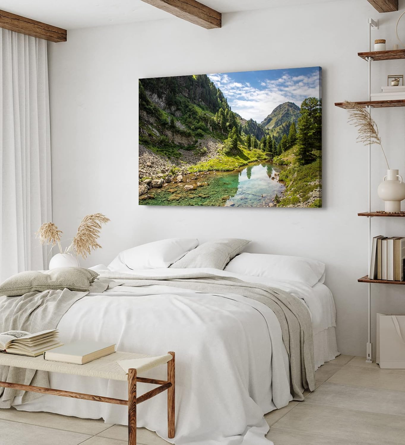 Paul Sinus Wandbild 120x80cm Berge Berglandschaft Bach Natur Bäume