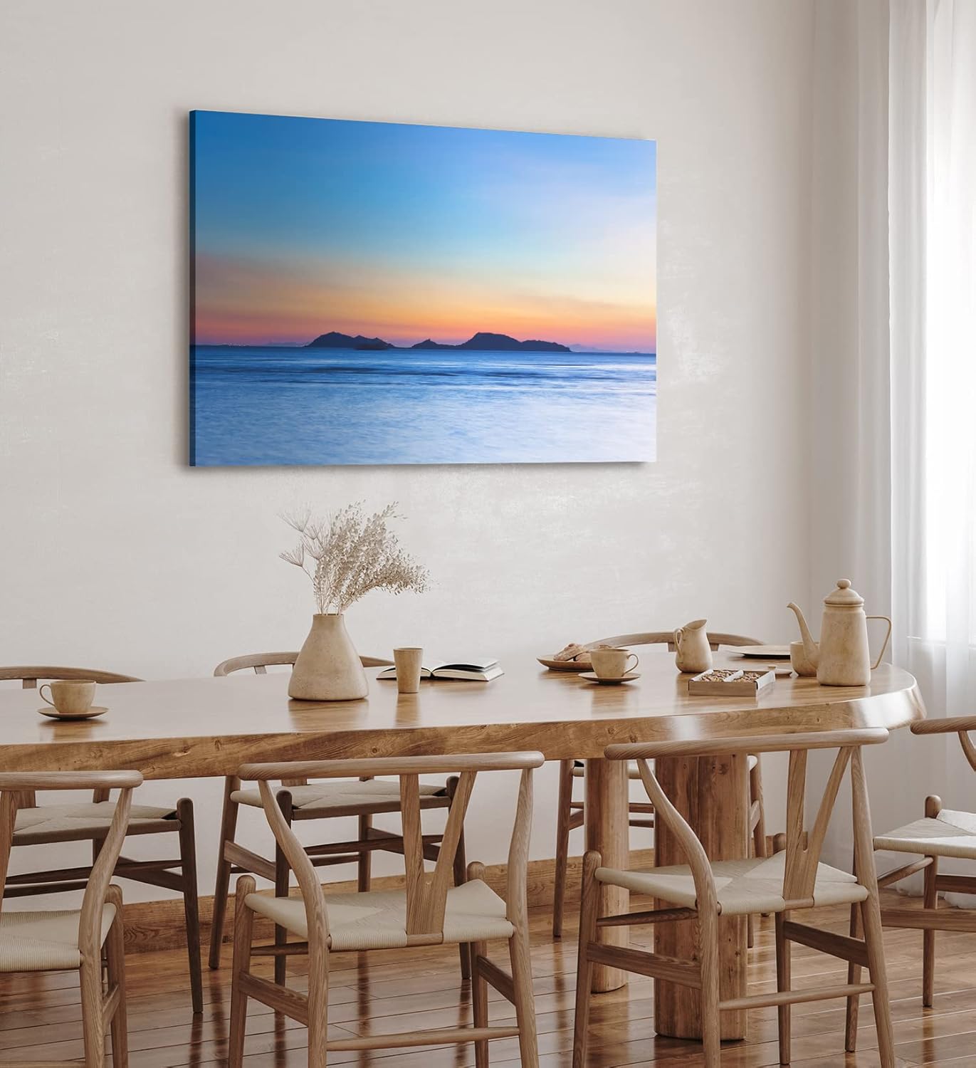 Paul Sinus Wandbild 120x80cm Sonnenuntergang Abendröte Fels Strand Meer Horizont Insel