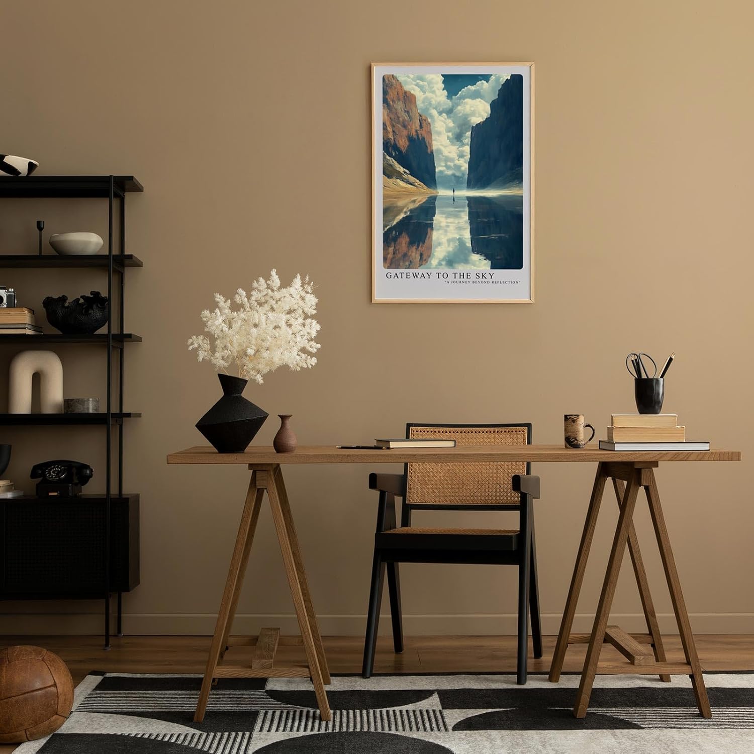 Paul Sinus Leinwandbild 80x120cm monumentale Felslandschaft mit spektakulärer Himmelsreflexion – kunstvolles Leinwandbild für moderne Raumgestaltung