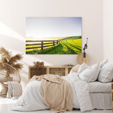 Paul Sinus Wandbild 120x80cm Wiese Felder Grün Landschaft Sonnenschein Holzzaun