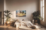 Sinus Art Wandbild 120x80cm Stimmungsvolles Motiv mit Palmen, Sandstrand und Sonnenuntergang – ideal für entspannte Raumgestaltung