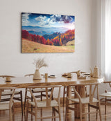 Paul Sinus Wandbild 120x80cm Berge Tannenwald Wald Wolken Natur Landschaft