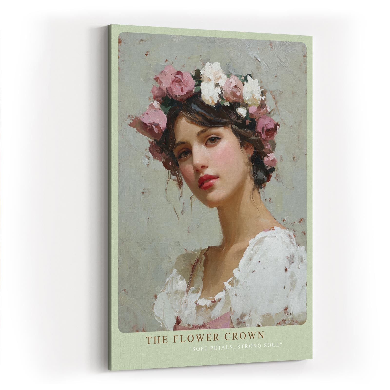 Paul Sinus Wandbild in 40x60cm The Flower Crown romantisches Porträt einer jungen Frau mit Blumenkranz in zarten Pastellfarben