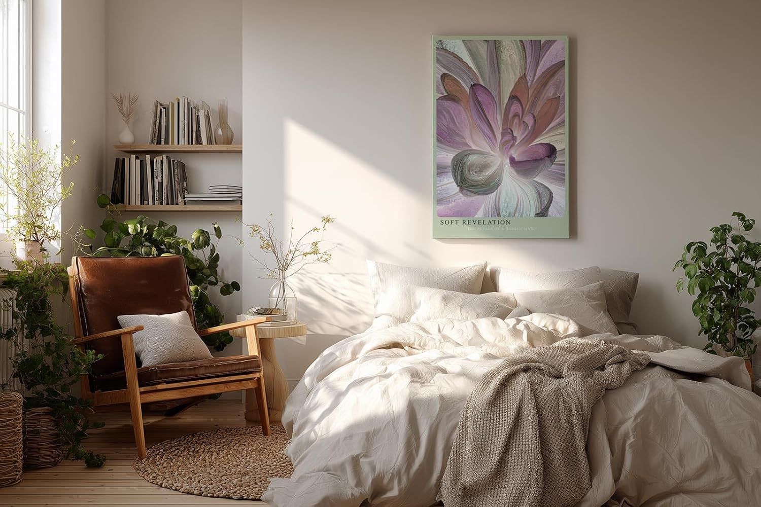 Paul Sinus Wandbild in 40x60cm Soft Revelation – Abstrakte Blütenkomposition in sanften Pastellund Lilatönen mit dynamischer Struktur