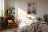 Paul Sinus Wandbild in 40x60cm The Sunset Route – farbenprächtige Palmenlandschaft im Licht des Sonnenuntergangs, moderne Wandkunst