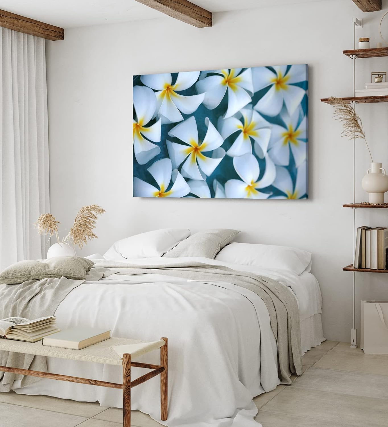 Paul Sinus Wandbild 120x80cm Blumen weiße Blüten Westindische Frangipani Kunstvoll
