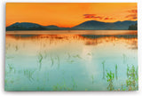 Paul Sinus Wandbild 120x80cm Sonnendämmerung Berge Abendröte See Natur roter Himmel