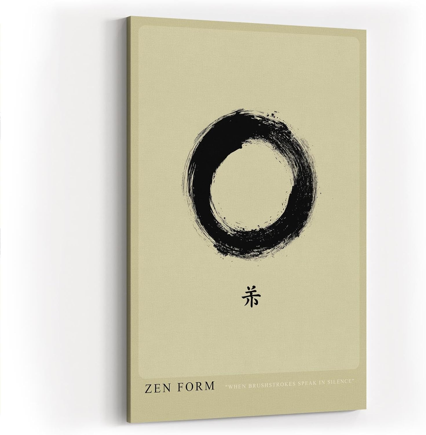 Paul Sinus Wandbild in 40x60cm Zen-Kreis in schwarzer Tusche auf hellem Hintergrund mit japanischem Schriftzeichen