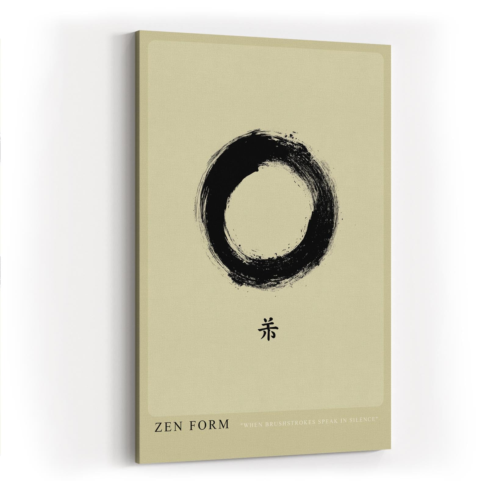 Paul Sinus Wandbild in 40x60cm Zen-Kreis in schwarzer Tusche auf hellem Hintergrund mit japanischem Schriftzeichen