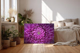 Sinus Art Wandbild 120x80cm Symmetrische Blütenarchitektur in kräftigem Violett mit ausdrucksstarker Mitte