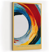 Paul Sinus Wandbild in 40x60cm The Circle of Momentum – Dynamischer Farbkreis in Rot, Gelb, Blau und Weiß