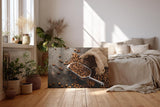 Sinus Art Wandbild 120x80cm Kaffeebohnen in Metallschaufel neben Jutesack auf dunklem Untergrund für authentisches Ambiente