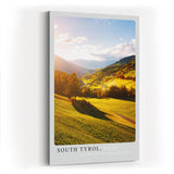 Paul Sinus Kunstdruck 40x60cm Südtirol Italien – sonnige Hügellandschaft mit goldenen Wiesen und herbstlicher Tiefe