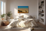 Sinus Art Wandbild 120x80cm Großartiges Bergmotiv mit schimmernden Gipfeln und weiten Ebenen im Lichtspiel