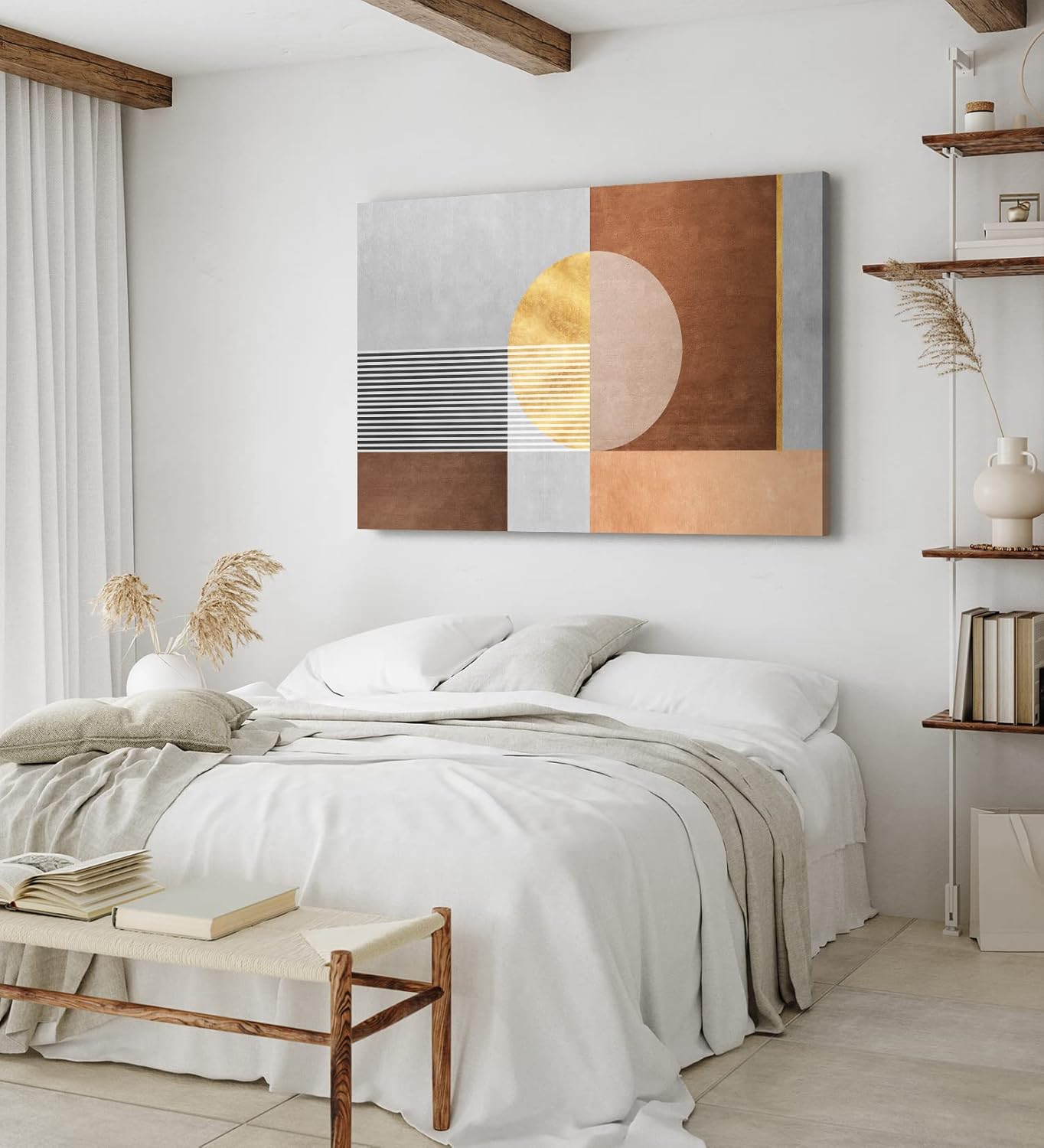 Wandbild 120x80cm Geometrische Kunst Minimal Kunstvoll Brauntöne