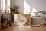 Sinus Art Wandbild 120x80cm Spiralförmige Nautilus-Schale in sanften Beige- und Perlmutttönen