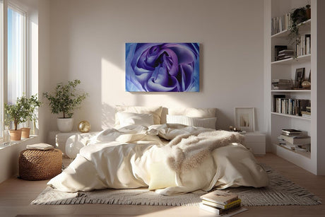 Sinus Art Wandbild 120x80cm Faszinierende Blütenwirbel in violetten und blauen Farbtönen mit edler Ausstrahlung