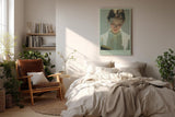 Paul Sinus Wandbild in 40x60cm Moment of Stillness – Zartes Porträt einer jungen Frau, vertieft in ein Buch, lichtdurchflutete moderne Bilder mit sanften Farbnuancen, harmonisch und inspirierend