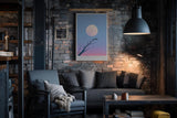 Paul Sinus Wandbild in 40x60cm Dusk Chorus Vögel auf einem Ast vor großem Mond im pastellfarbenen Abendhimmel
