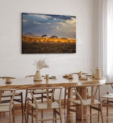Paul Sinus Wandbild 120x80cm Elefantenherde Elefanten Afrika Wildnis Sonnenuntergang