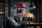Paul Sinus Wandbild in 40x60cm The Magenta Grid – Strukturiertes abstraktes Kunstwerk in Pink, Schwarz und Weiß mit dynamischer Wirkung
