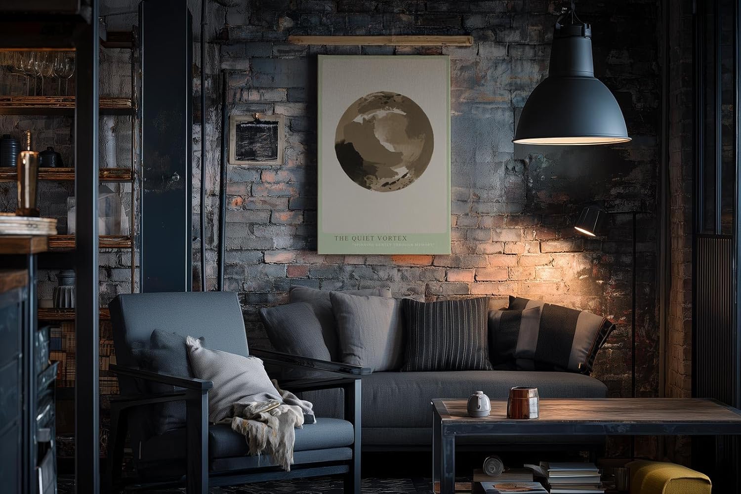 Paul Sinus Wandbild in 40x60cm The Quiet Vortex – Abstraktes Rundmotiv in sanften Sepiaund Brauntönen
