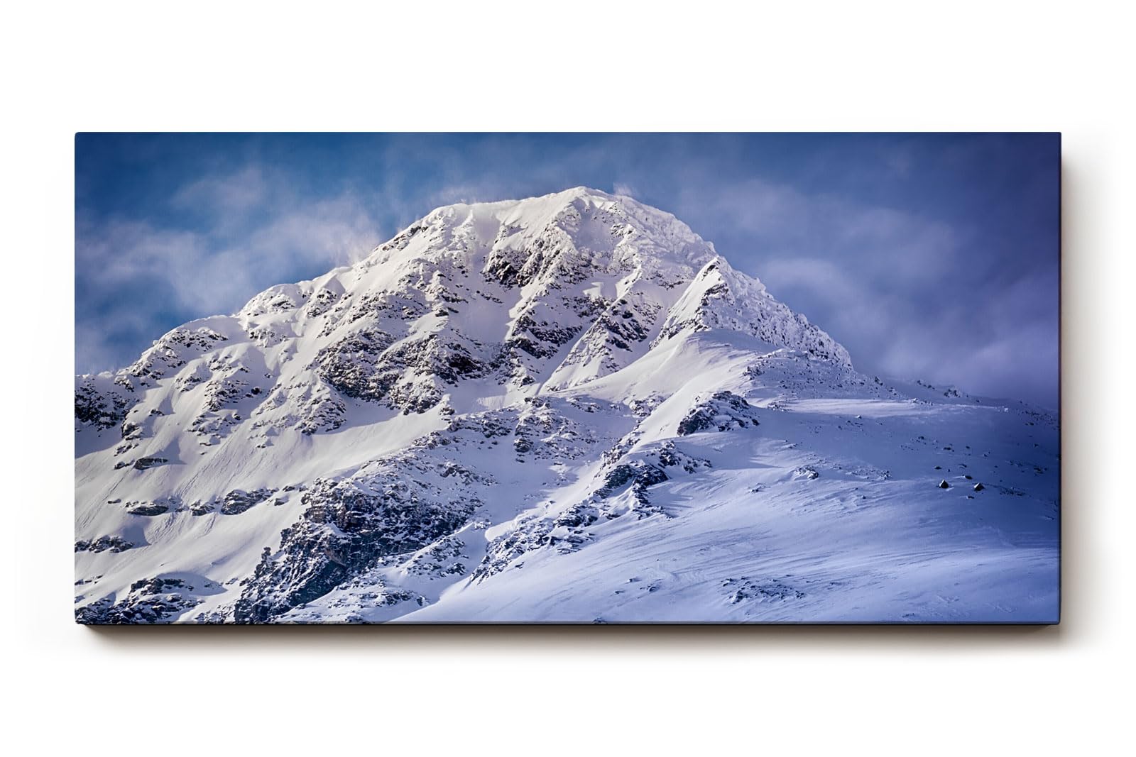 Sinus Art Wandbild 120x80cm Imposanter Schneegipfel unter blauem Himmel mit Licht- und Schattenspiel