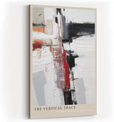 Paul Sinus Wandbild in 40x60cm The Vertical Trace – Abstrakte Komposition mit vertikalen und horizontalen Linien in Rot, Schwarz, Weiß und Beige